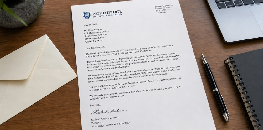 Sample Formal Invitation Letter for a Keynote Speaker