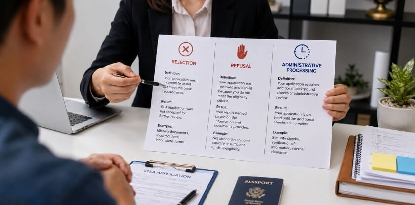 Difference Between Visa Rejection, Refusal, and Administrative Processing