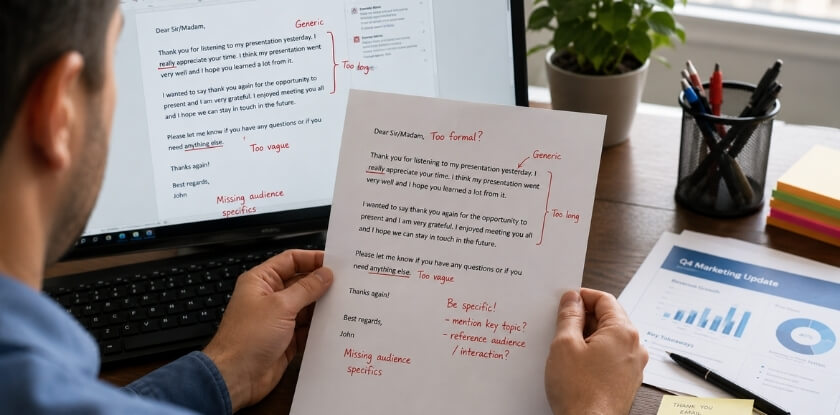 Common Mistakes to Avoid When Writing a Thank You Message After a Presentation