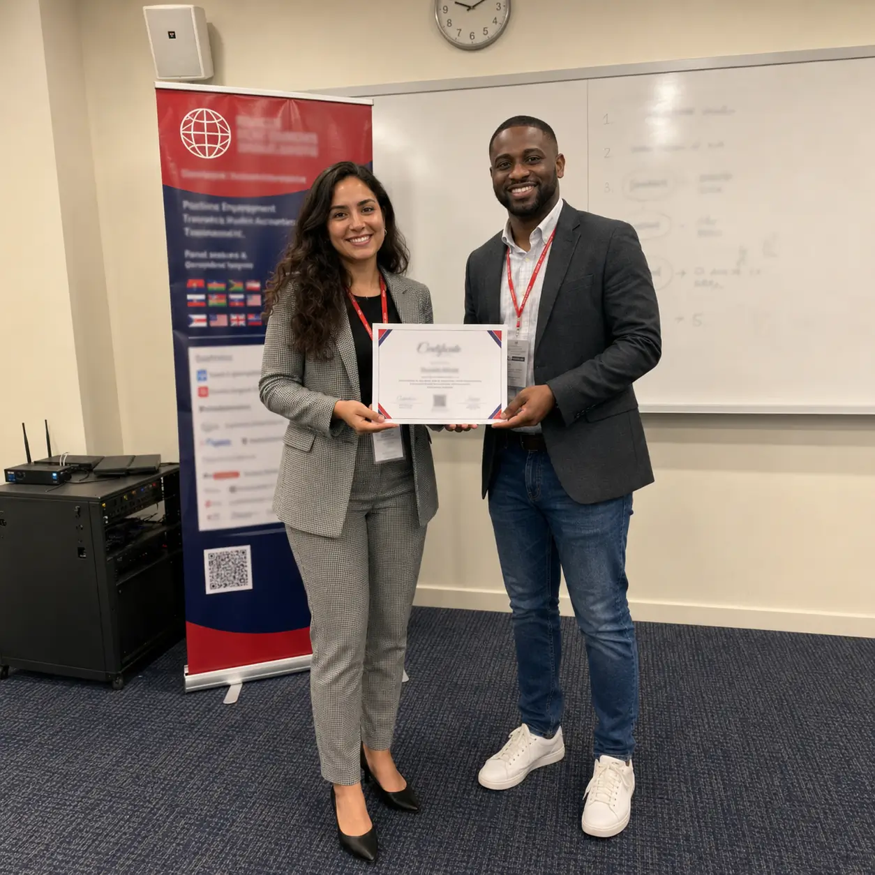 Conference Certificate Presentation in Meeting Room
