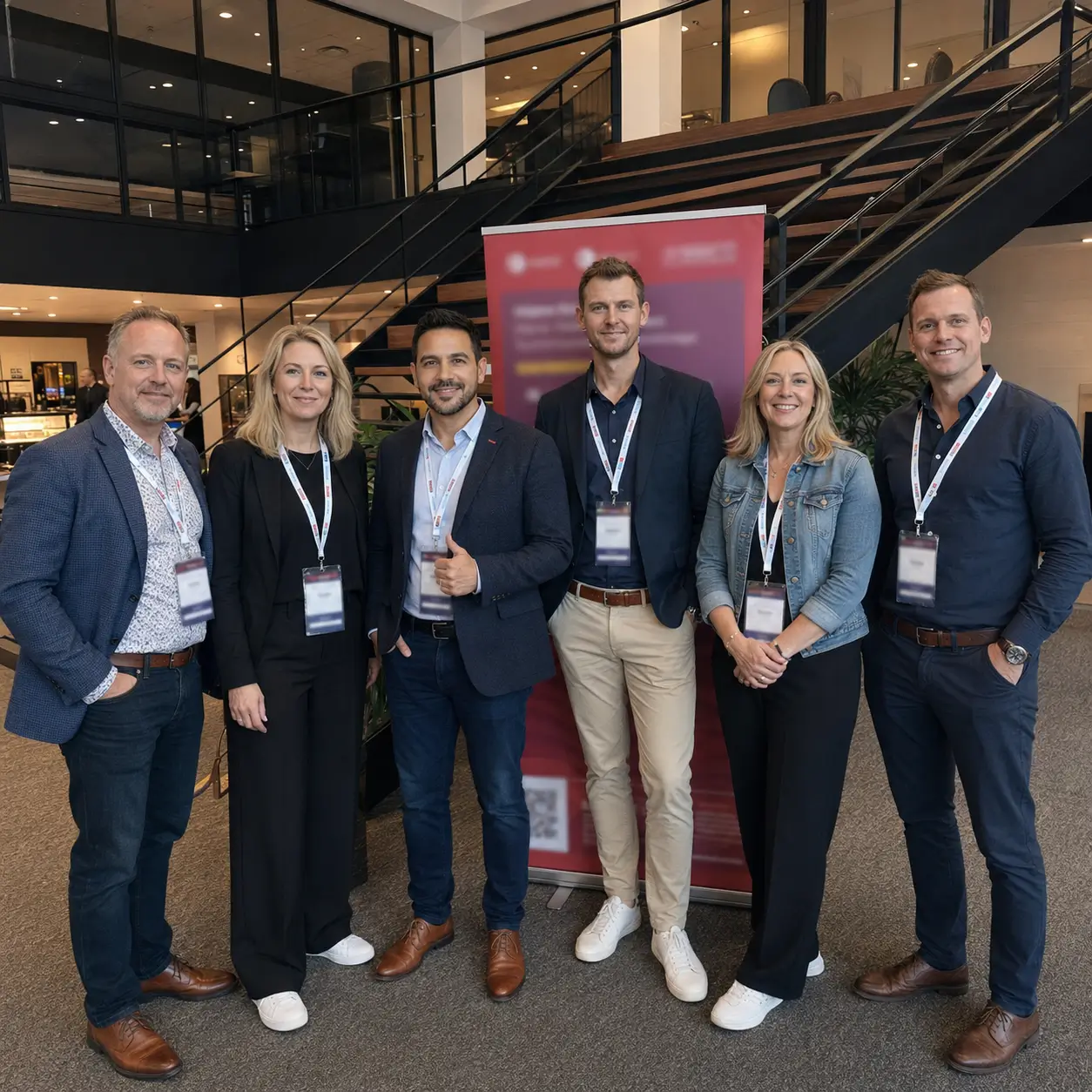 Conference Networking Group Photo in Modern Venue