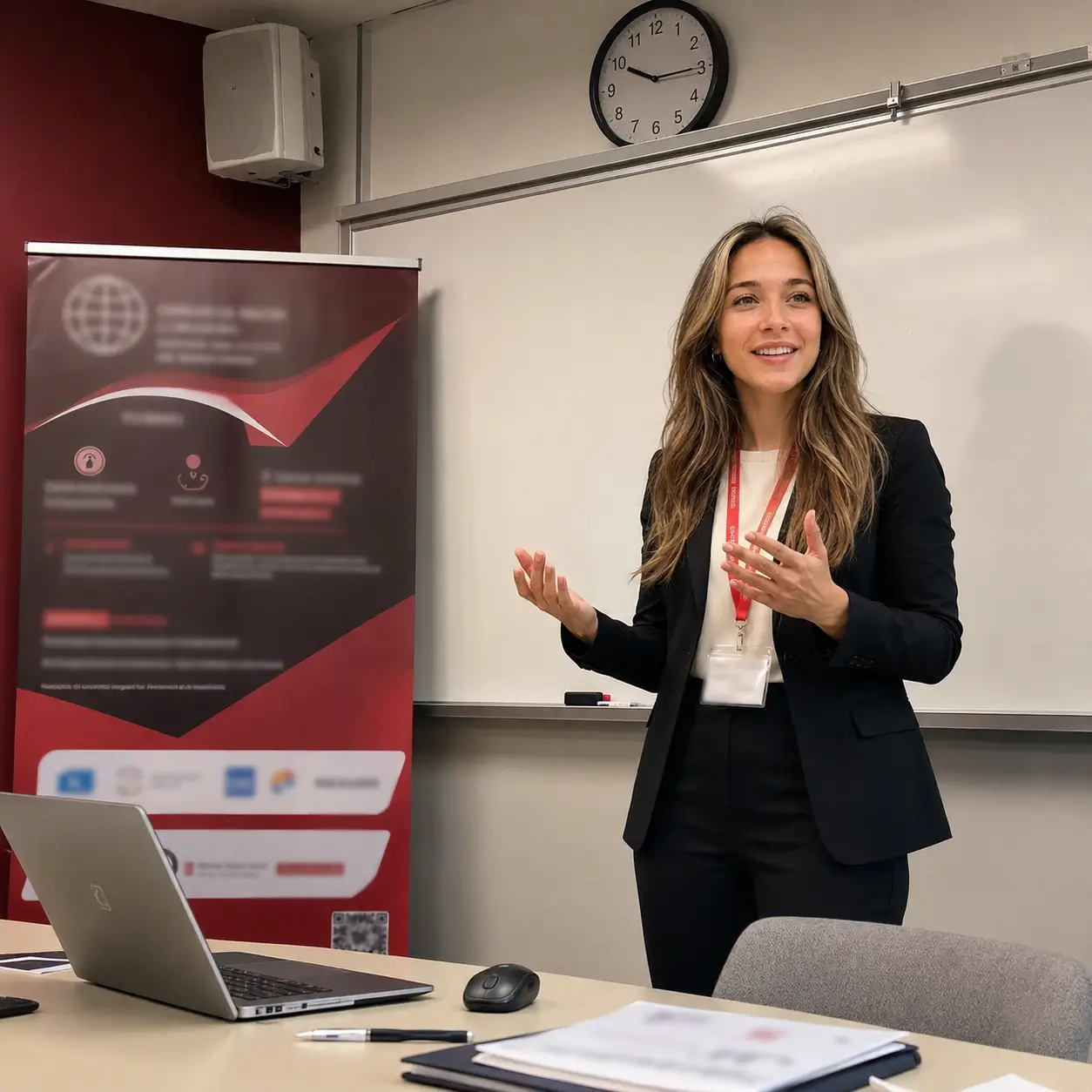 Conference Speaker Explaining in Training Room