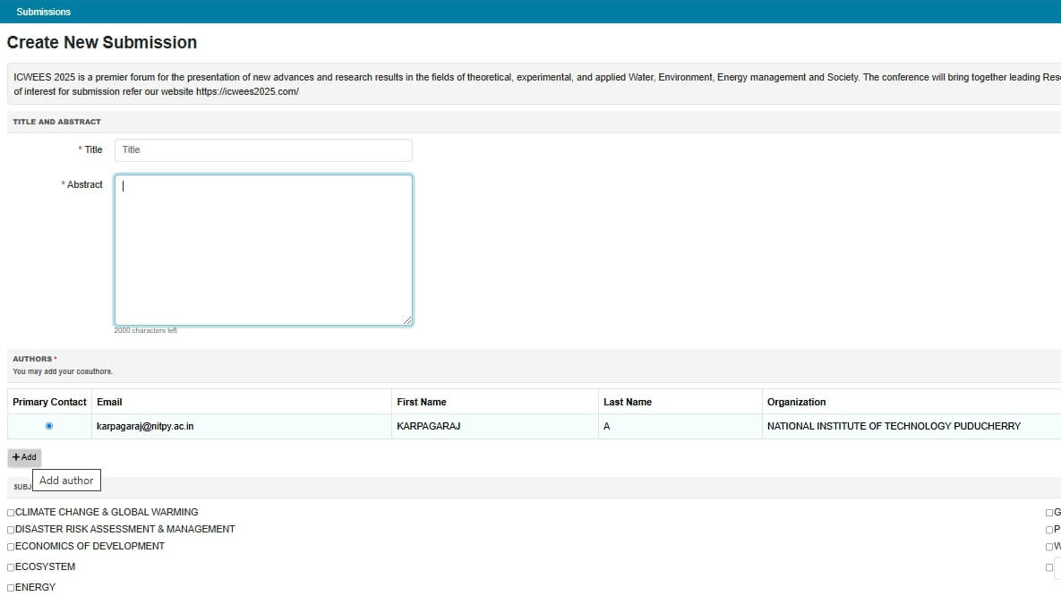 Creating a New Submission — Step by Step