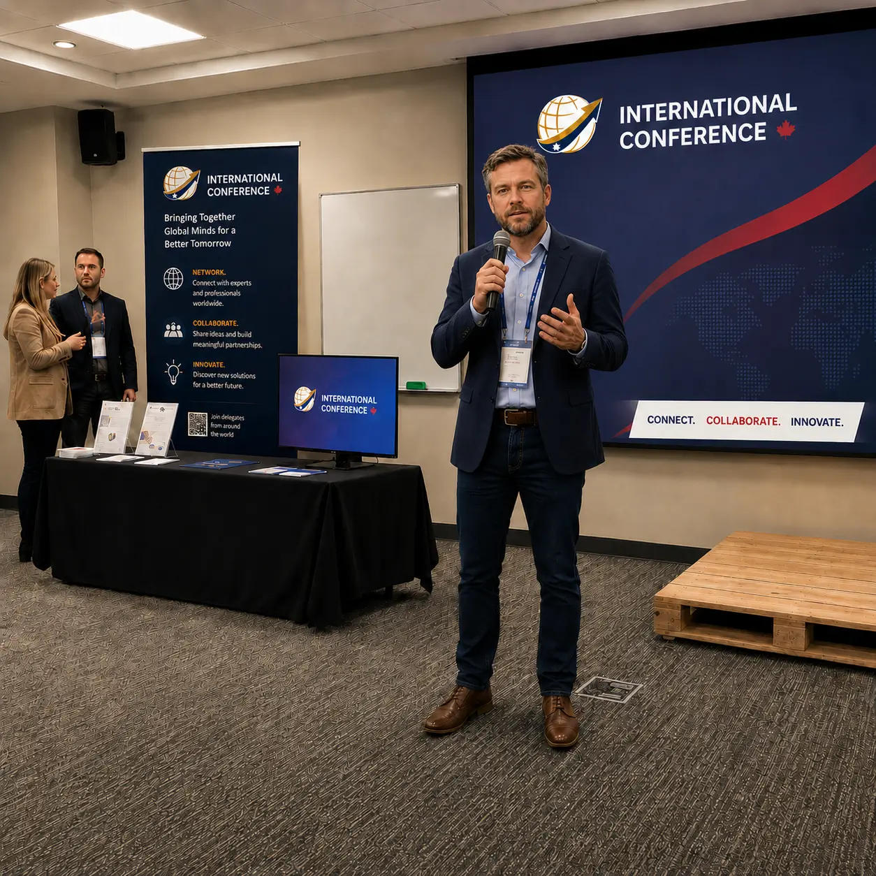 Professional conference presentation in session