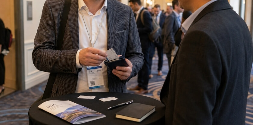 Practical Methods for Carrying and Using Cards at a Conference